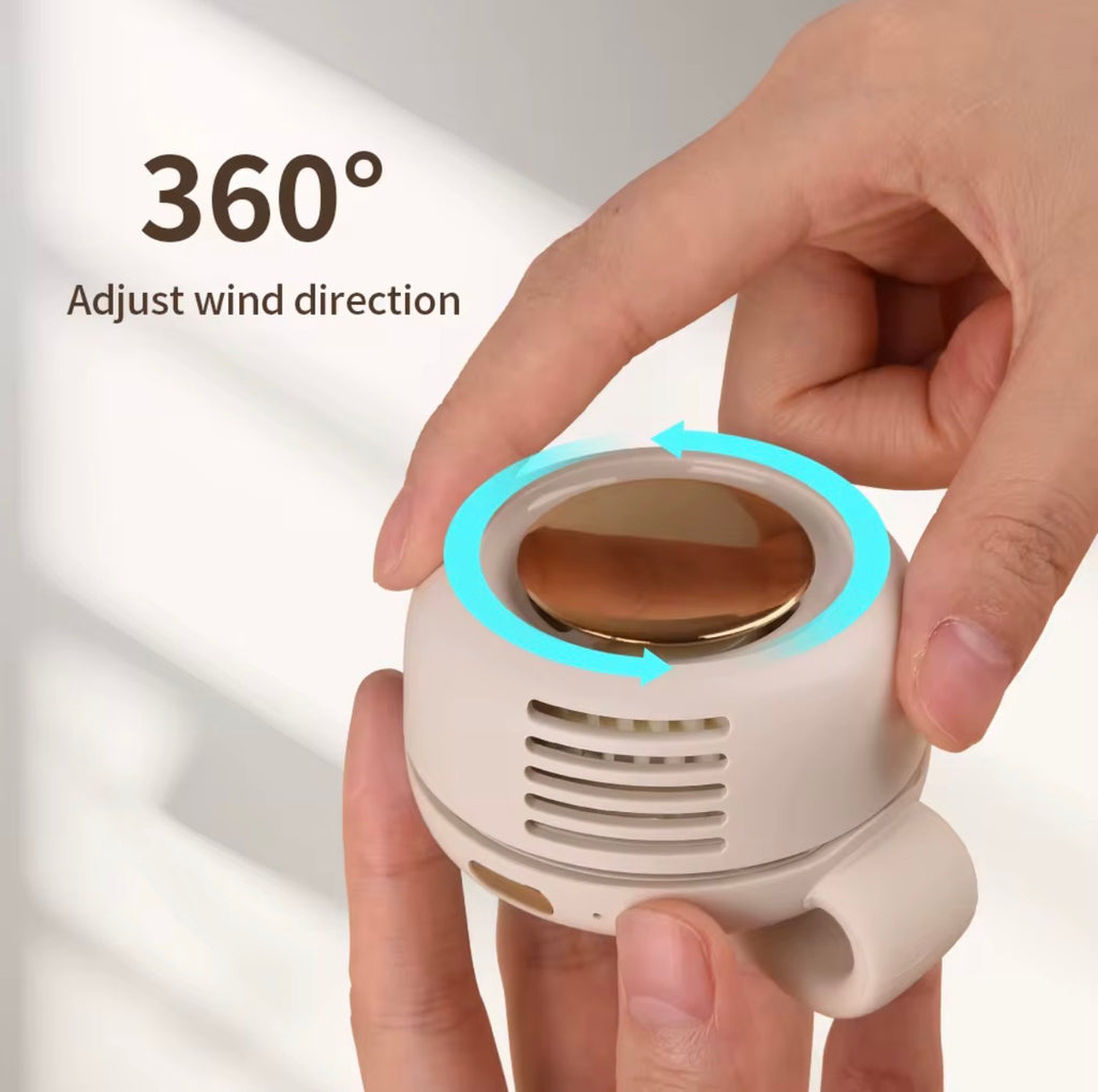 Portable Rechargeable Clip-On Personal Fan – USB-C Mini Wearable Cooling Fan, 3-Speed, 360° Adjustable