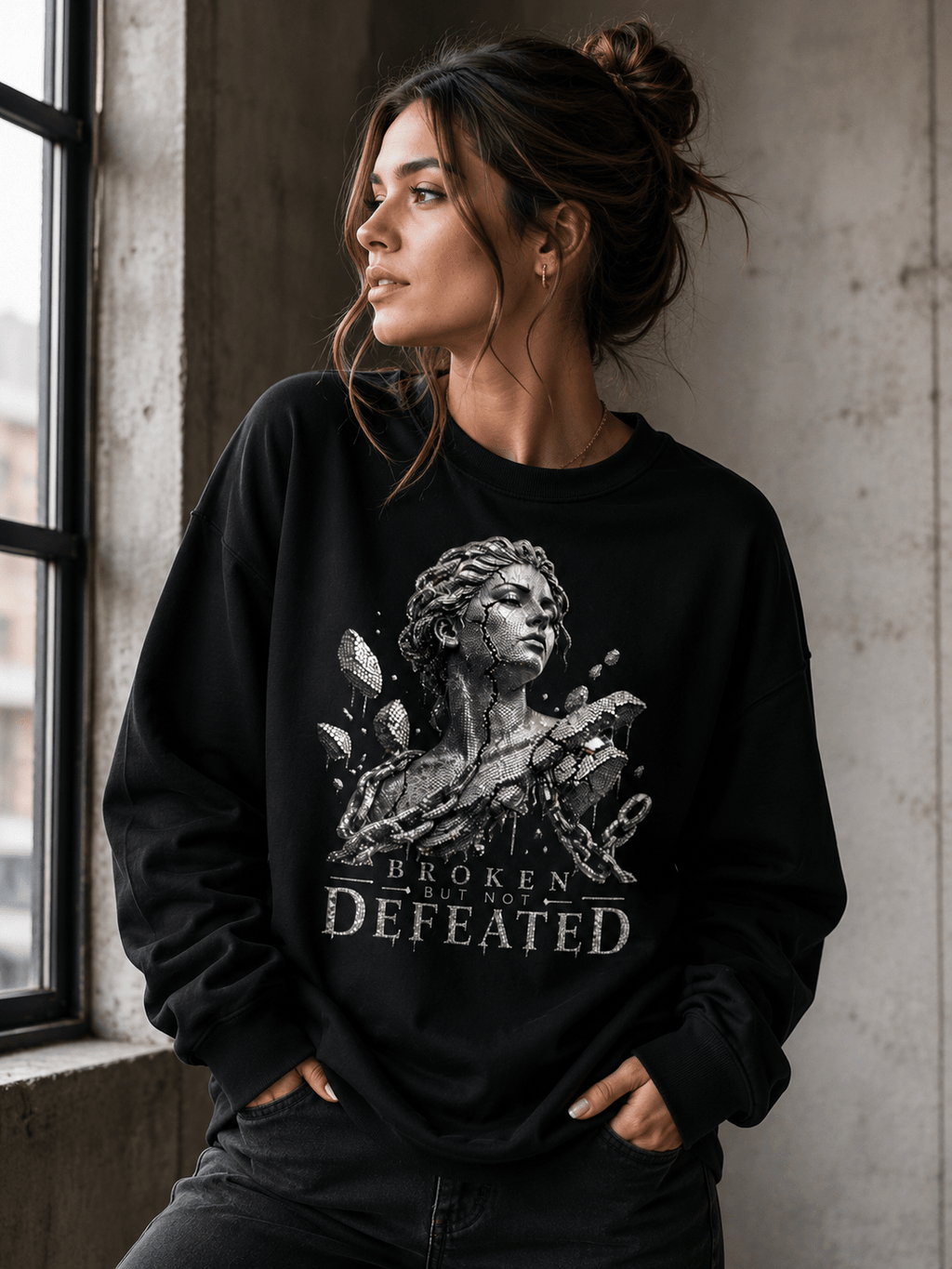 Broken not defeated sweatshirt Sweatshirt oversized streetwear hoodie t-shirt for men women - CHILLSTRIKE premium urban fashion