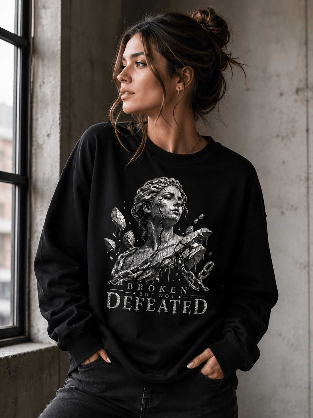 Broken not defeated sweatshirt Sweatshirt oversized streetwear hoodie t-shirt for men women - CHILLSTRIKE premium urban fashion