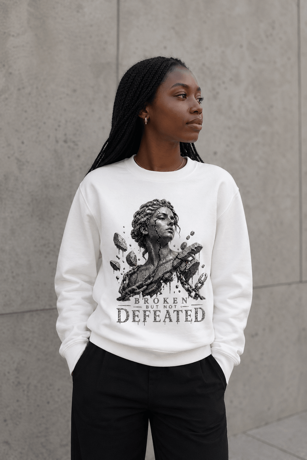 Broken not defeated sweatshirt Sweatshirt oversized streetwear hoodie t-shirt for men women - CHILLSTRIKE premium urban fashion