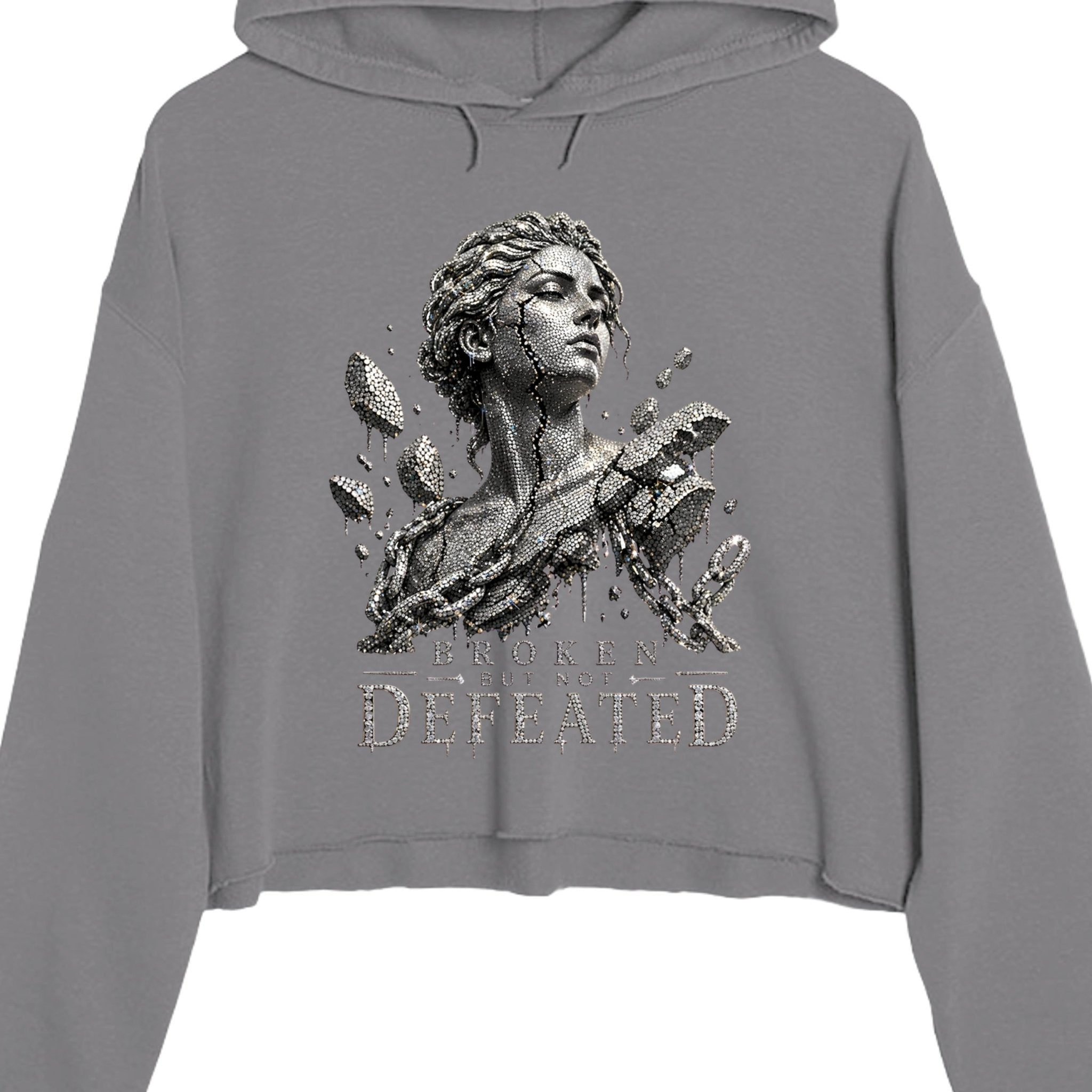 Cracked not defeated crop Crop hoodie oversized streetwear hoodie t-shirt for men women - CHILLSTRIKE premium urban fashion