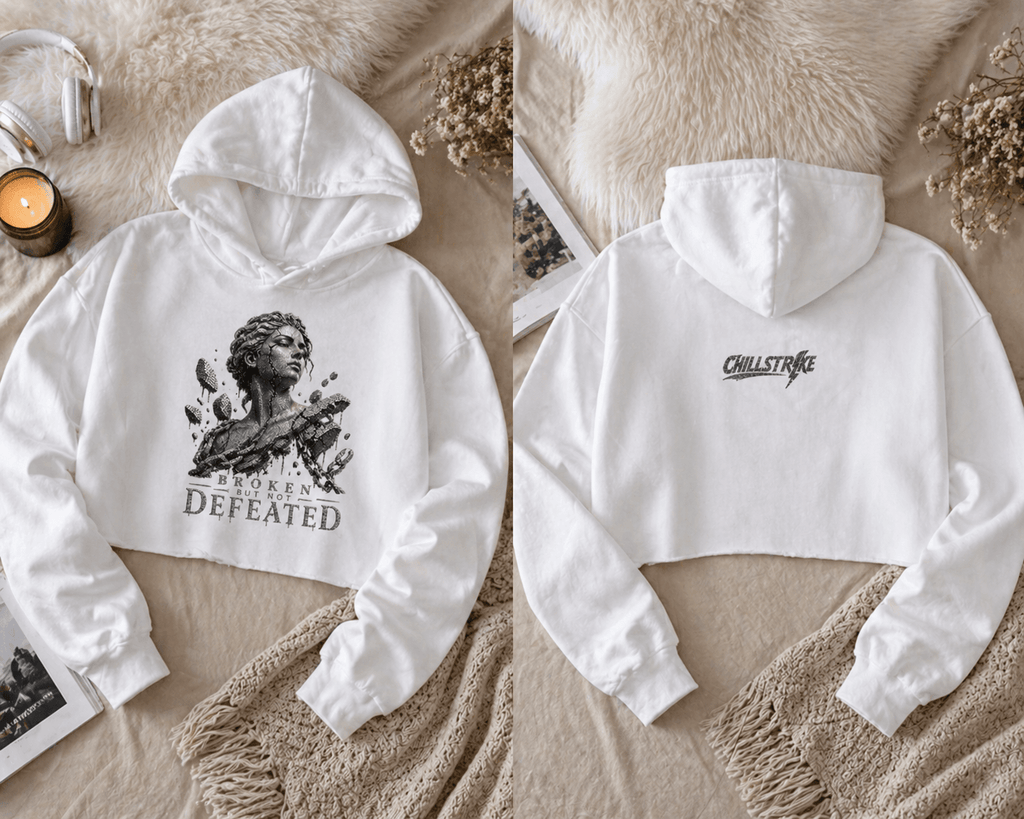 Cracked not defeated crop Crop hoodie oversized streetwear hoodie t-shirt for men women - CHILLSTRIKE premium urban fashion