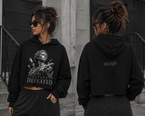 Cracked not defeated crop Crop hoodie oversized streetwear hoodie t-shirt for men women - CHILLSTRIKE premium urban fashion