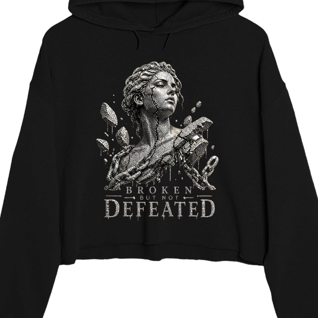 Cracked not defeated crop Crop hoodie oversized streetwear hoodie t-shirt for men women - CHILLSTRIKE premium urban fashion