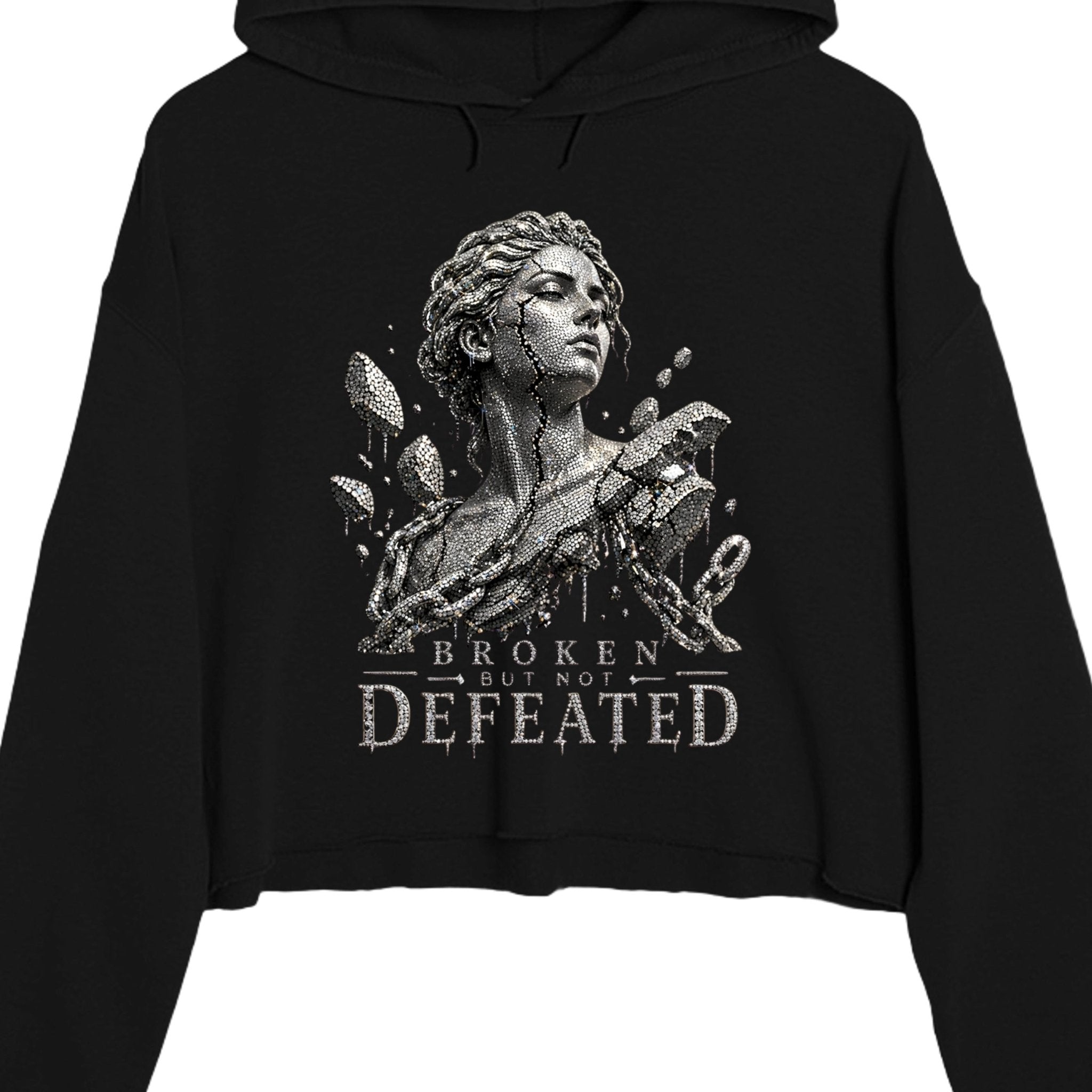 Cracked not defeated crop Crop hoodie oversized streetwear hoodie t-shirt for men women - CHILLSTRIKE premium urban fashion