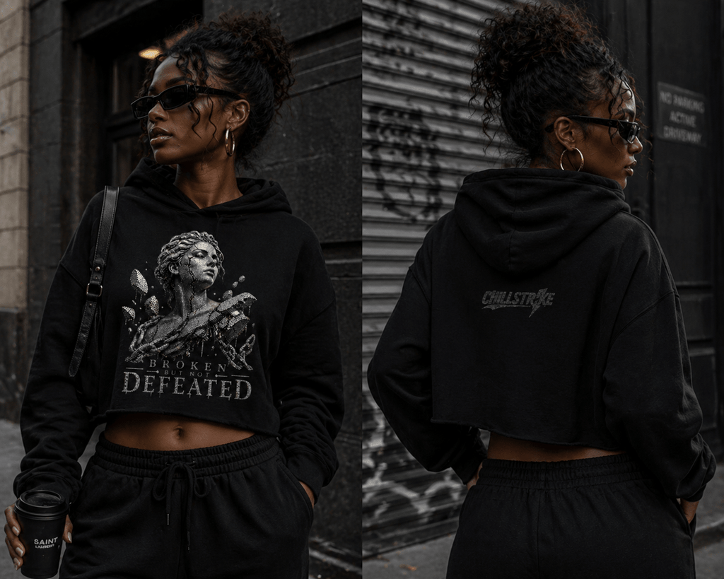 Cracked not defeated crop Crop hoodie oversized streetwear hoodie t-shirt for men women - CHILLSTRIKE premium urban fashion