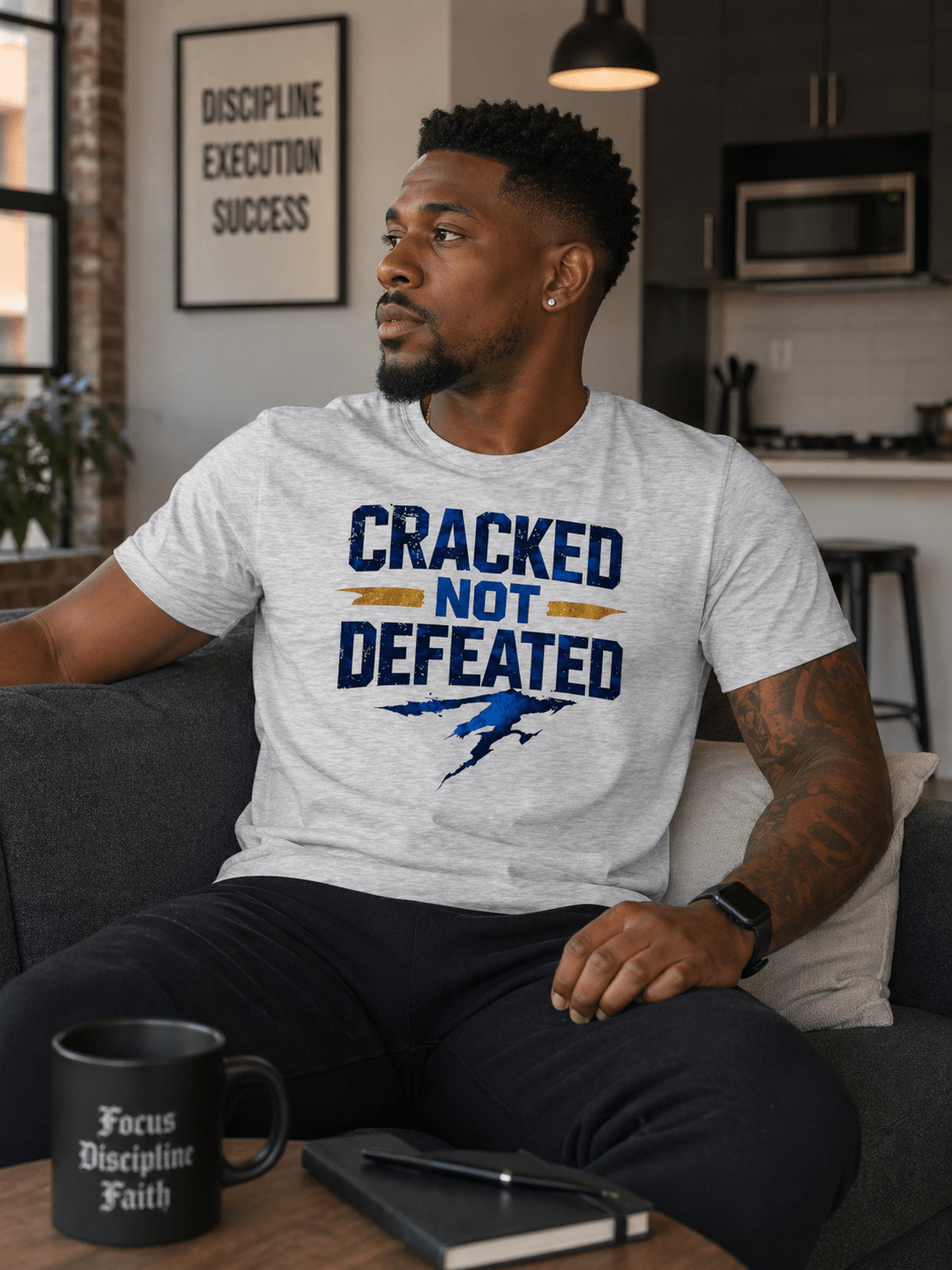 Cracked Not Defeated Premium Tee T-shirt oversized streetwear hoodie t-shirt for men women- CHILLSTRIKE premium urban fashion