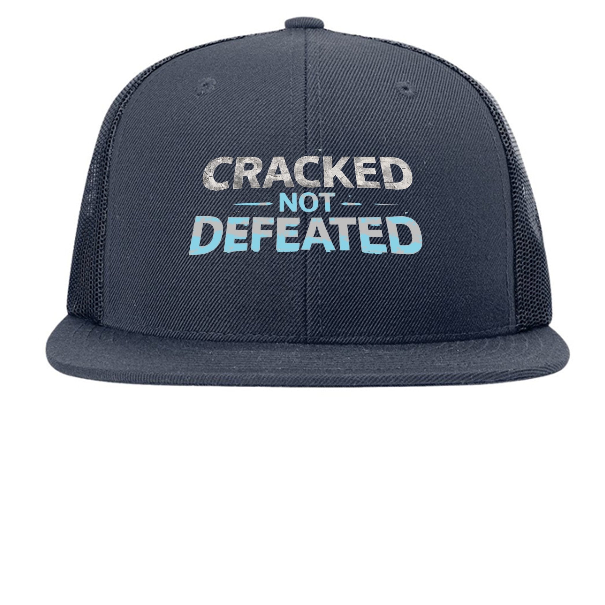 Cracked Not Defeated Trucker Hat – Ice Blue Snapback Cap | ChillStrike Hat oversized streetwear hoodie t-shirt for men women - CHILLSTRIKE premium urban fashion