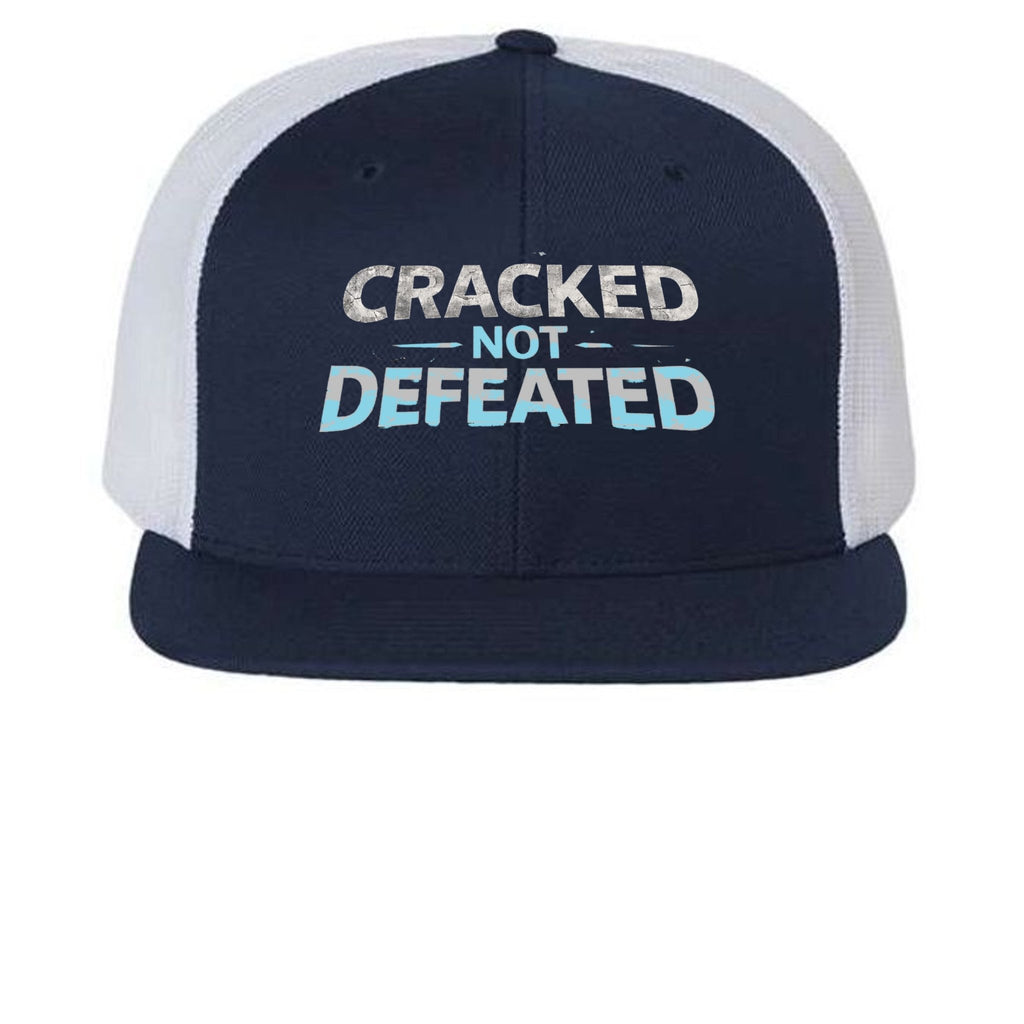 Cracked Not Defeated Trucker Hat – Ice Blue Snapback Cap | ChillStrike Hat oversized streetwear hoodie t-shirt for men women - CHILLSTRIKE premium urban fashion