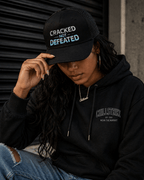 Cracked Not Defeated Trucker Hat – Ice Blue Snapback Cap | ChillStrike Hat oversized streetwear hoodie t-shirt for men women - CHILLSTRIKE premium urban fashion