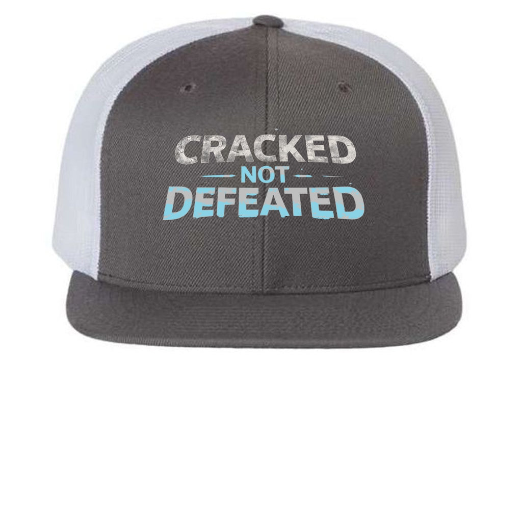 Cracked Not Defeated Trucker Hat – Ice Blue Snapback Cap | ChillStrike Hat oversized streetwear hoodie t-shirt for men women - CHILLSTRIKE premium urban fashion
