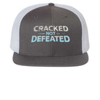 Cracked Not Defeated Trucker Hat – Ice Blue Snapback Cap | ChillStrike Hat oversized streetwear hoodie t-shirt for men women - CHILLSTRIKE premium urban fashion