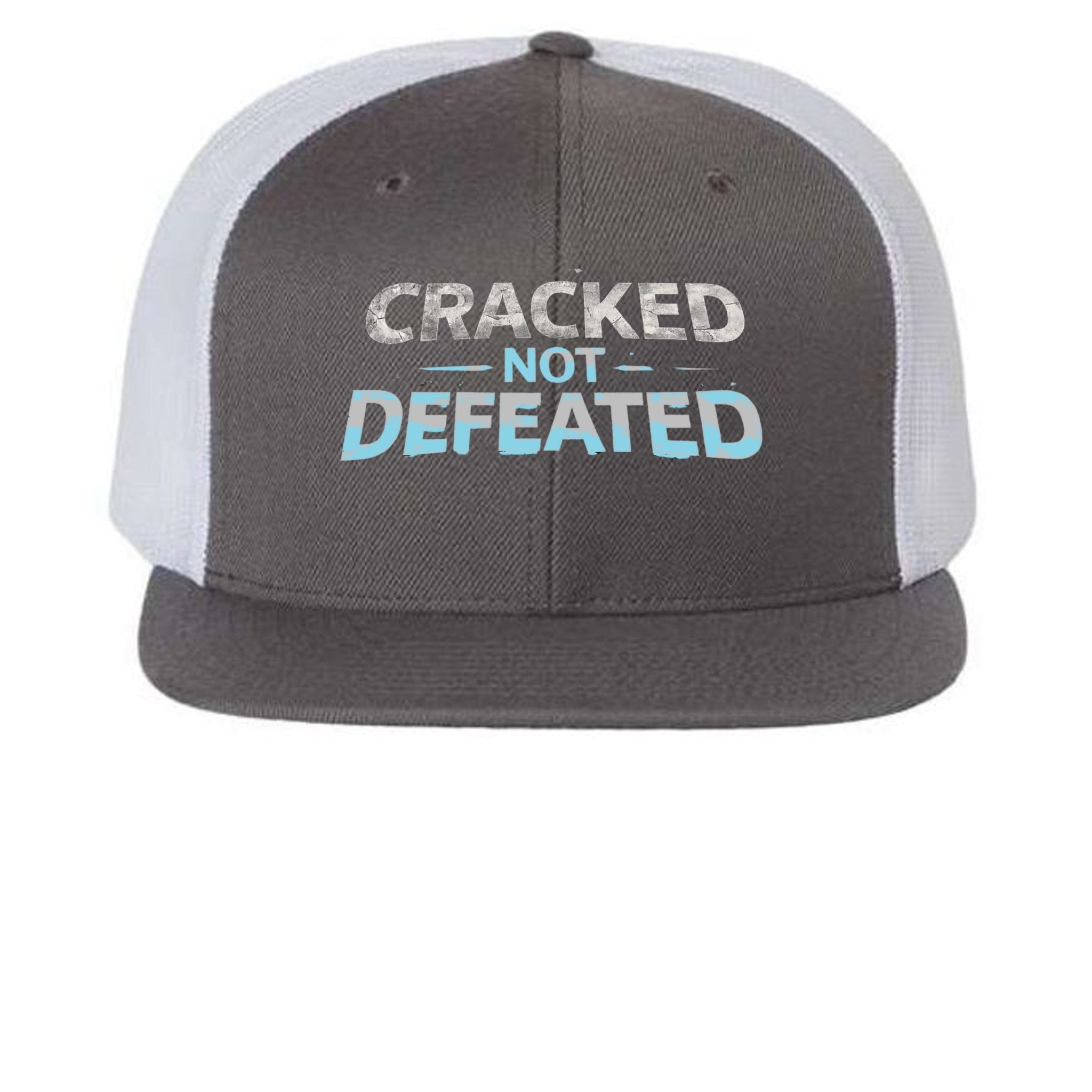 Cracked Not Defeated Trucker Hat – Ice Blue Snapback Cap | ChillStrike Hat oversized streetwear hoodie t-shirt for men women - CHILLSTRIKE premium urban fashion