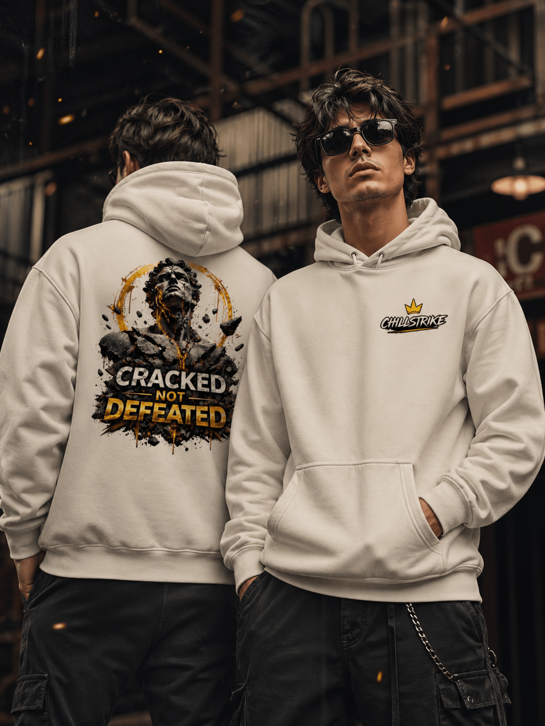 Cracked not defeated Hoodie oversized streetwear hoodie t-shirt for men women - CHILLSTRIKE premium urban fashion