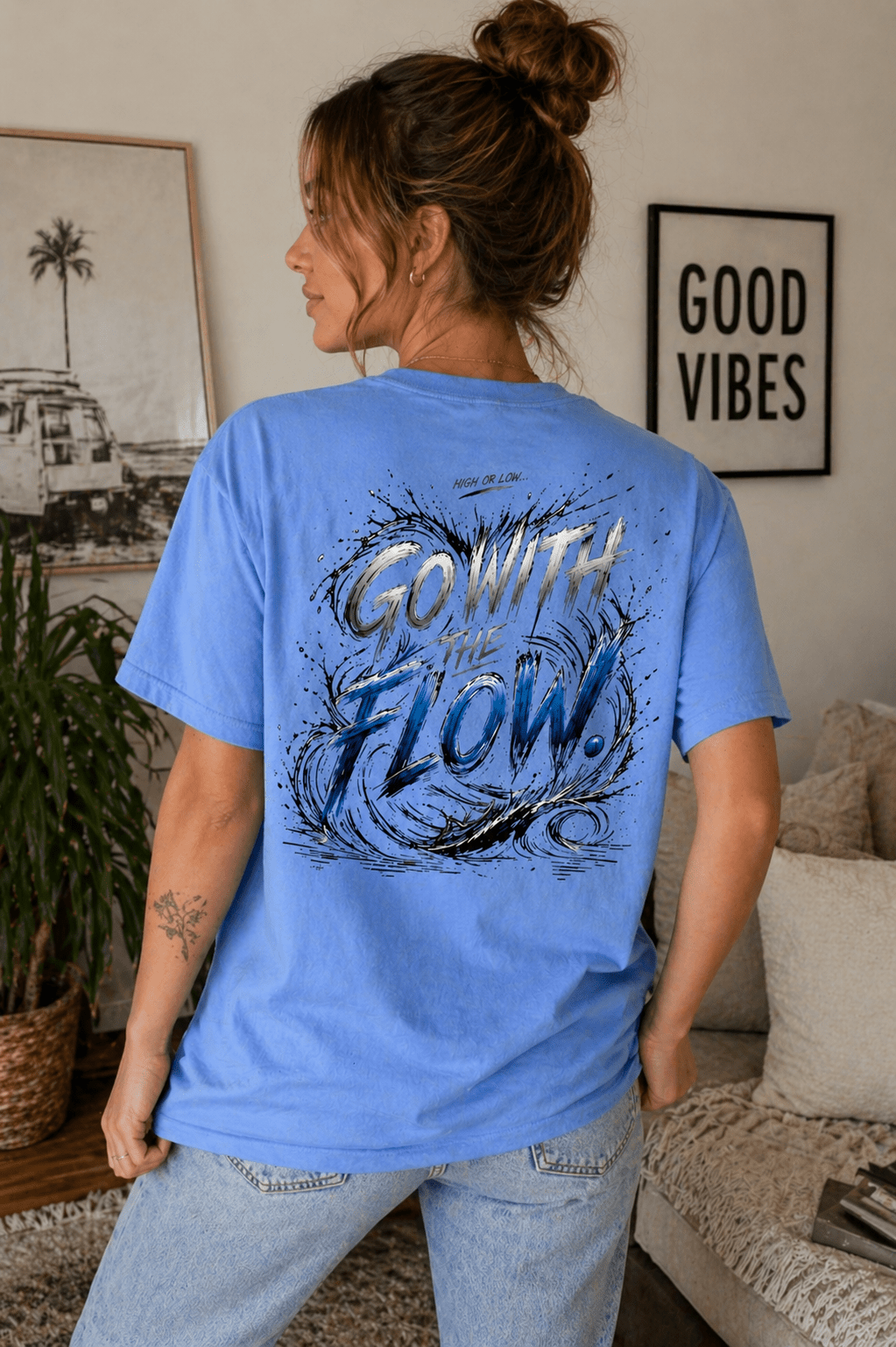 Go With The Flow Graphic Tee oversized streetwear hoodie t-shirt for men women - CHILLSTRIKE premium urban fashion