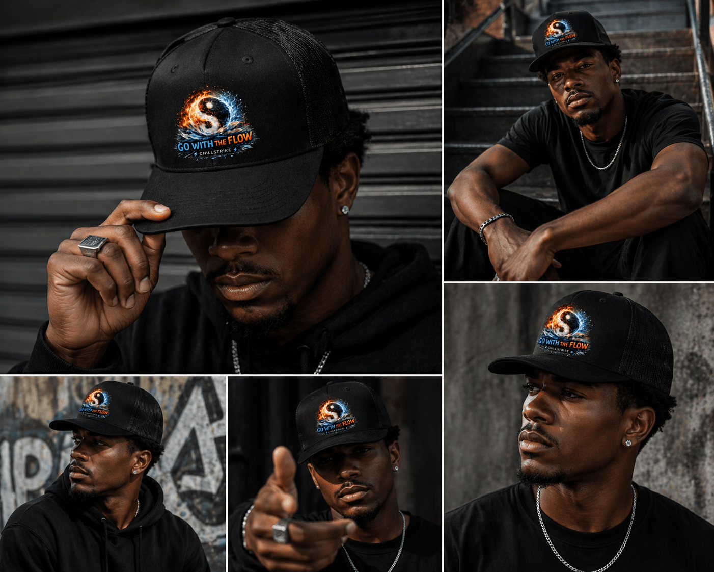 Go With The Flow Trucker Hat Hat oversized streetwear hoodie t-shirt for men women - CHILLSTRIKE premium urban fashion