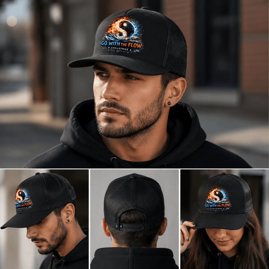 Go With The Flow Trucker Hat Hat oversized streetwear hoodie t-shirt for men women - CHILLSTRIKE premium urban fashion