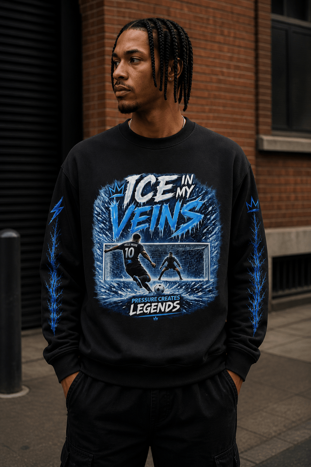 Ice In My Veins Crewneck - Pressure Creates Legends Edition Sweatshirt oversized streetwear hoodie t-shirt for men women - CHILLSTRIKE premium urban fashion