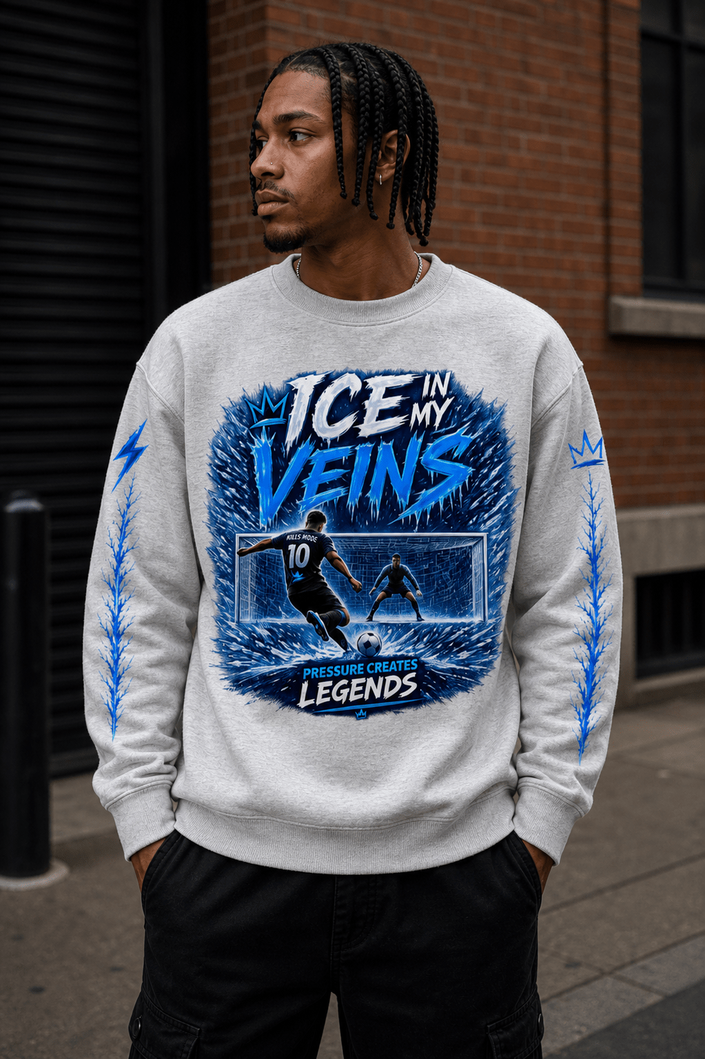 Ice In My Veins Crewneck - Pressure Creates Legends Edition Sweatshirt oversized streetwear hoodie t-shirt for men women - CHILLSTRIKE premium urban fashion